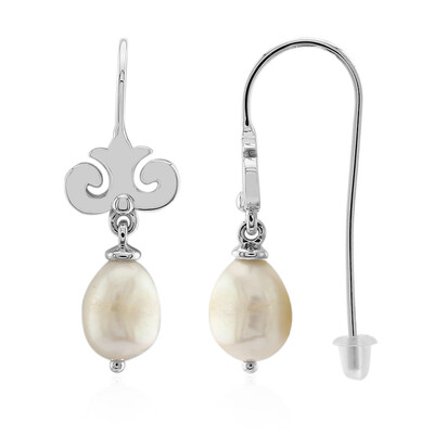 Boucles d'oreilles en argent et Perle blanche de culture d'eau douce (TPC)