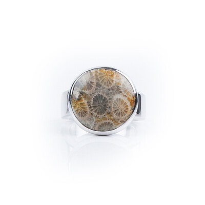 Bague en argent et Corail fossilisé