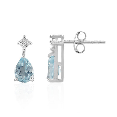 Boucles d'oreilles en argent et Topaze bleu ciel