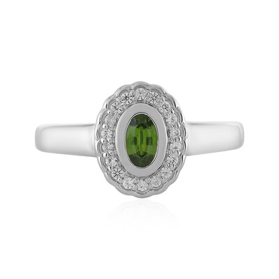 Bague en argent et Zircon de Ceylan vert