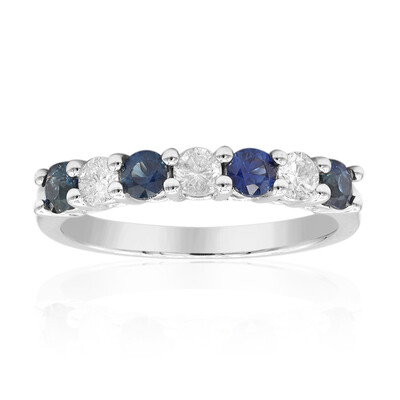 Bague en or et Saphir bleu de Ceylan