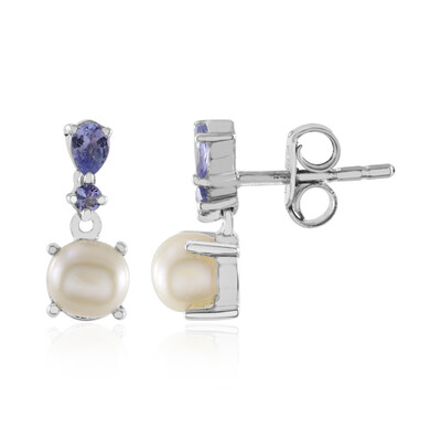 Boucles d'oreilles en argent et Perle blanche de culture d'eau douce