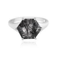 Bague en argent et Quartz rutile noir