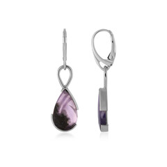 Boucles d'oreilles en argent et Calcédoine violette de Java (Bali Barong)