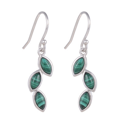 Boucles d'oreilles en argent et Malachite