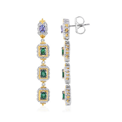 Boucles d'oreilles en argent et Emeraude de Zambie (Gems en Vogue)