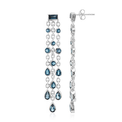 Boucles d'oreilles en argent et Topaze bleu de Londres