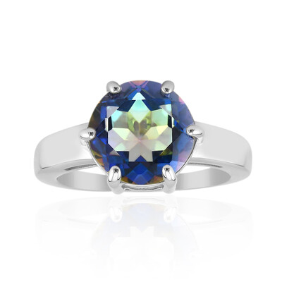 Bague en argent et Quartz mystique bleu